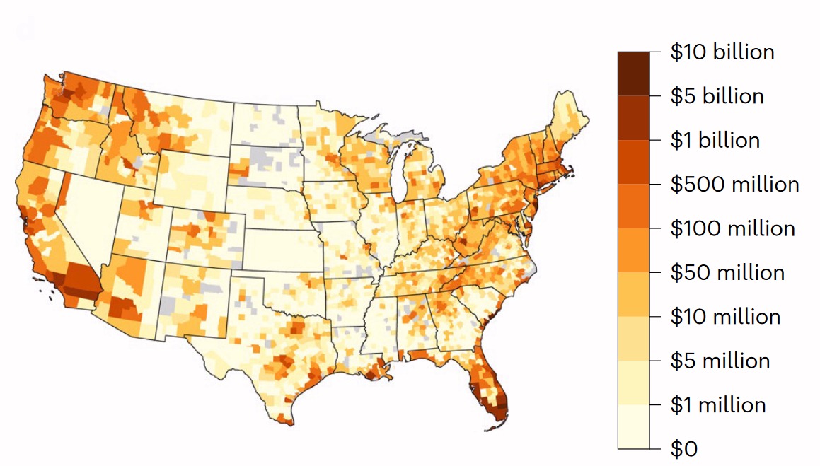 High Flood Risk Real Estate (The darker the color the higher the risk)
