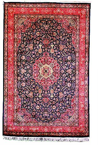Navy/Red Kashan Carpet
