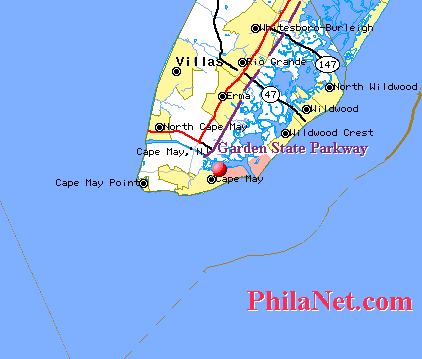 Map to the Beach
at Cape May, New Jersey
